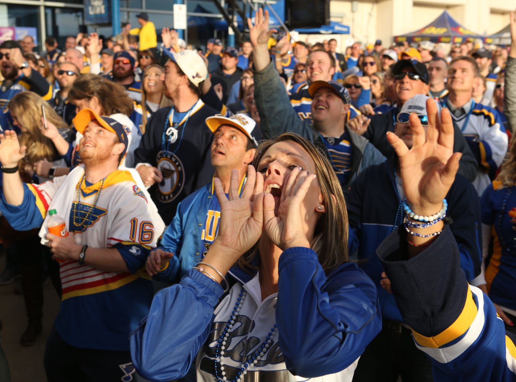 Blues fans rally before 50th home opener